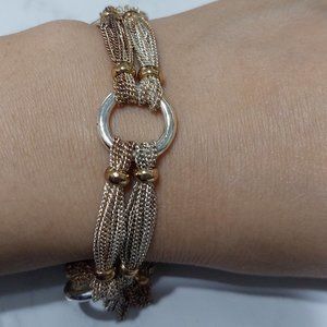 Multi Strands 2 Tone Gold Silver Chain Bracelet